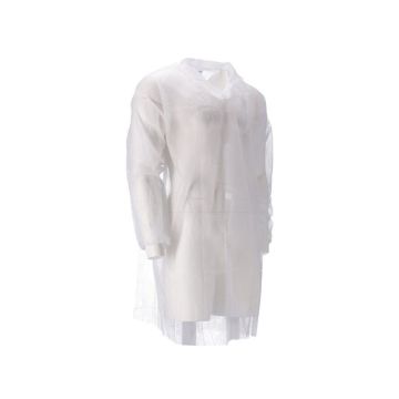 Bezoekersjas wit met klittenband | maat XXL Doos 50 stuks