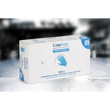 Handschoenen Soft Nitril Ongepoederd Blauw | Maat M Doos 10 x 100 stuks